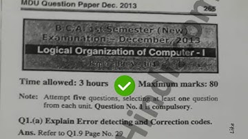 2013 Mdu BCA Logical Organisation 1st Sem Question Paper #MduQuestionPaper.in