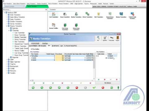 AKINSOFT WOLVOX ERP Finans Yönetimi - Banka Tanımı Oluşturma