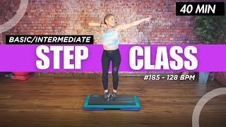 44 Min - Step aerobics 128 BPM - Basic to Intermediate - #185