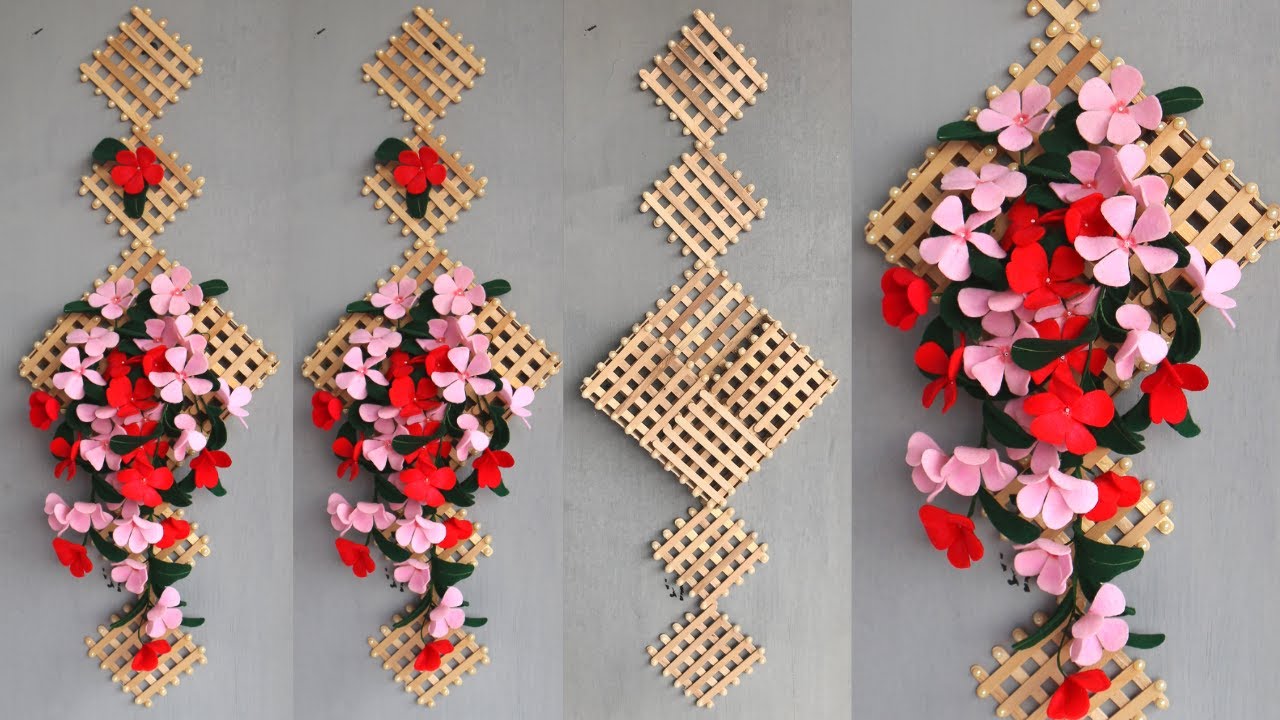 POPSICLE STICK CRAFTS IDEAS bunga hiasan dinding dari 