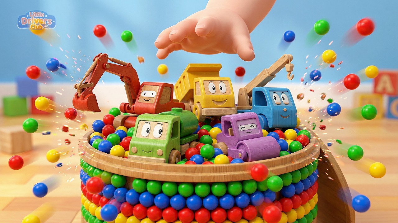 Rescue the Toy Trucks from Gumballs | Color Vehicles Song for Kids