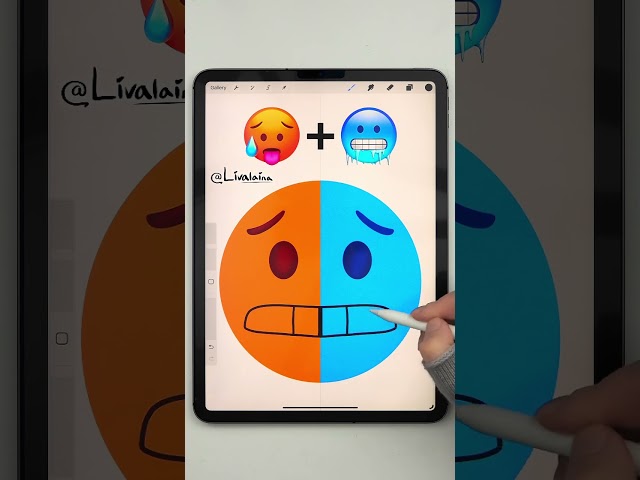 Hot vs Cold 🥵+🥶 Mixing emoji #satisfying #drawing #emoji #procreate #emojichallenge #digitalart class=