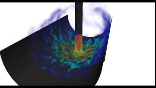 Impinging jet on a semi cylindrical concave surface