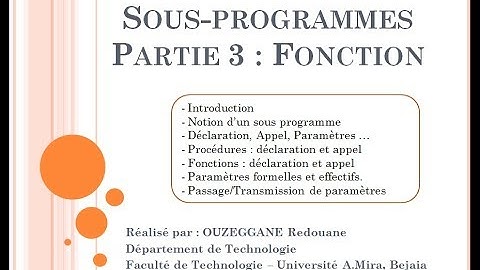 Cours 14 - Les Sous-Programmes (Fonctions & Procédures) - Partie 3 : Les Fonctions
