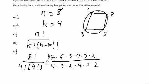 Eight points are equally spaced on a circle. If 4 of the 8 points are to be chosen at random...