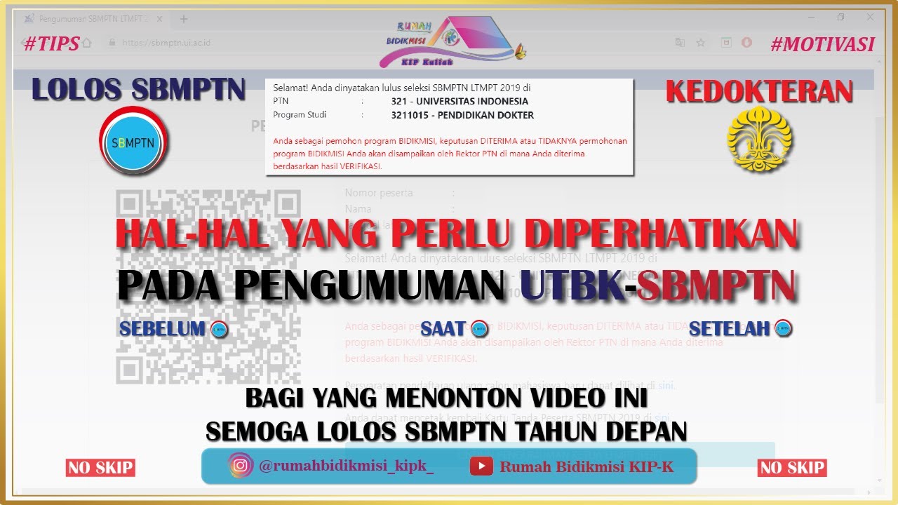 Lolos Sbmptn Kedokteran Universitas Indonesia Youtube