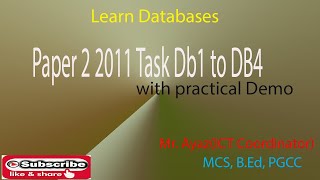 ICT IGCSE Paper 2 2011 Database Activity DB1 to Db4