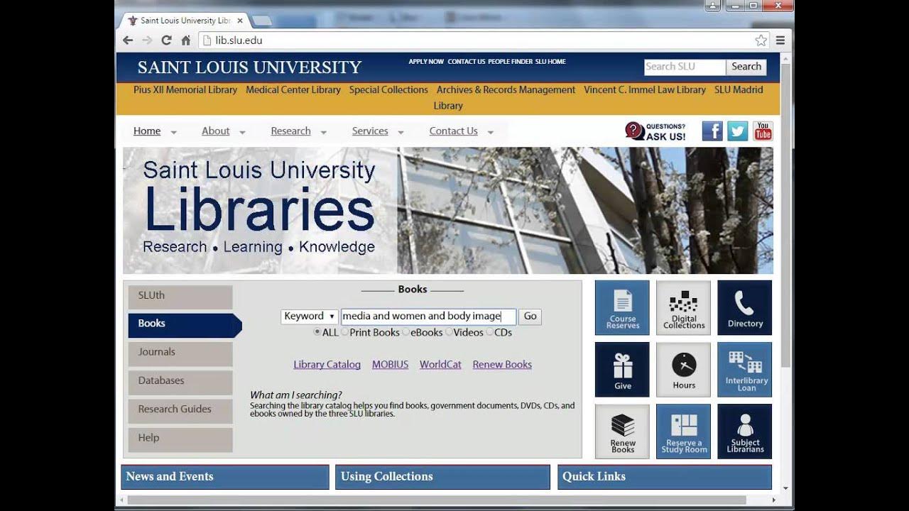 Find Books on a Topic with the SLU Libraries Catalog YouTube