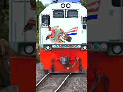 Man sitting on track and T-rex trying stops the train comedy video | funny train video😂#shorts