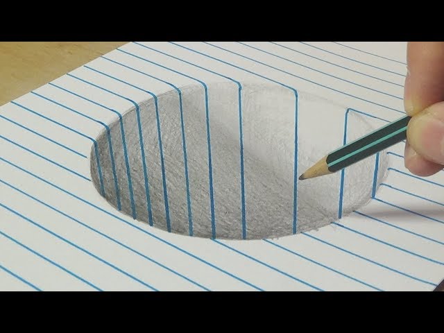 Round Hole Drawing Trick Art With Graphite Pencil class=