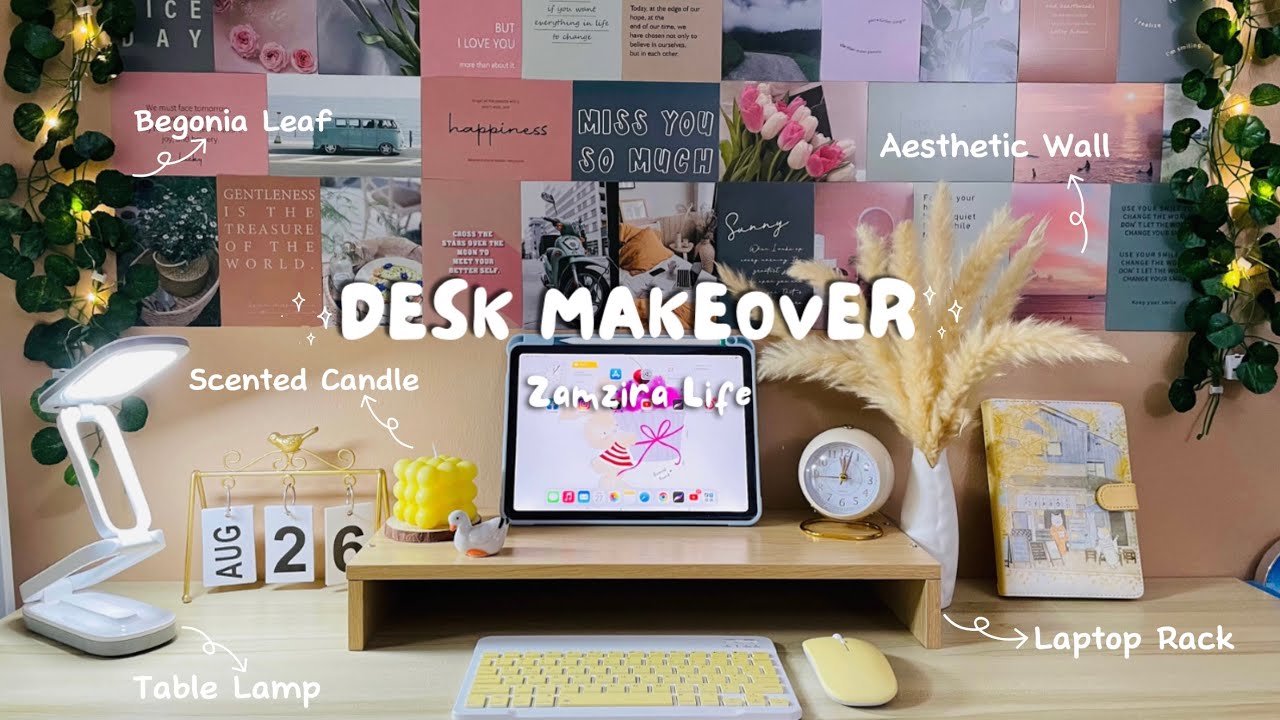 Aesthetic Desk Makeover 2023 | Cozy, Minimal & Pinterest Inspired - YouTube
