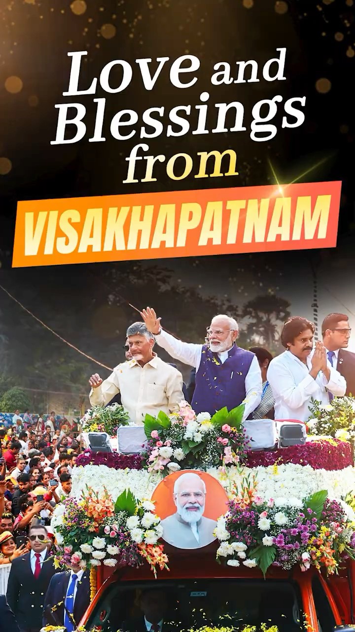 PM Modi holds a grand roadshow in Visakhapatnam, Andhra Pradesh | #shorts