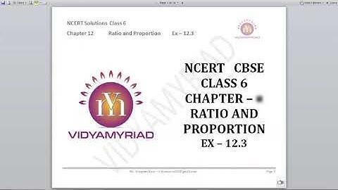 Class 6 II Chapter 12 II Ratio and Proportion II Exercise 12.3 II Unitary Method I Vidya Myriad I