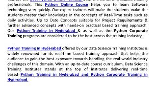 Python Online Training in Hyderabad