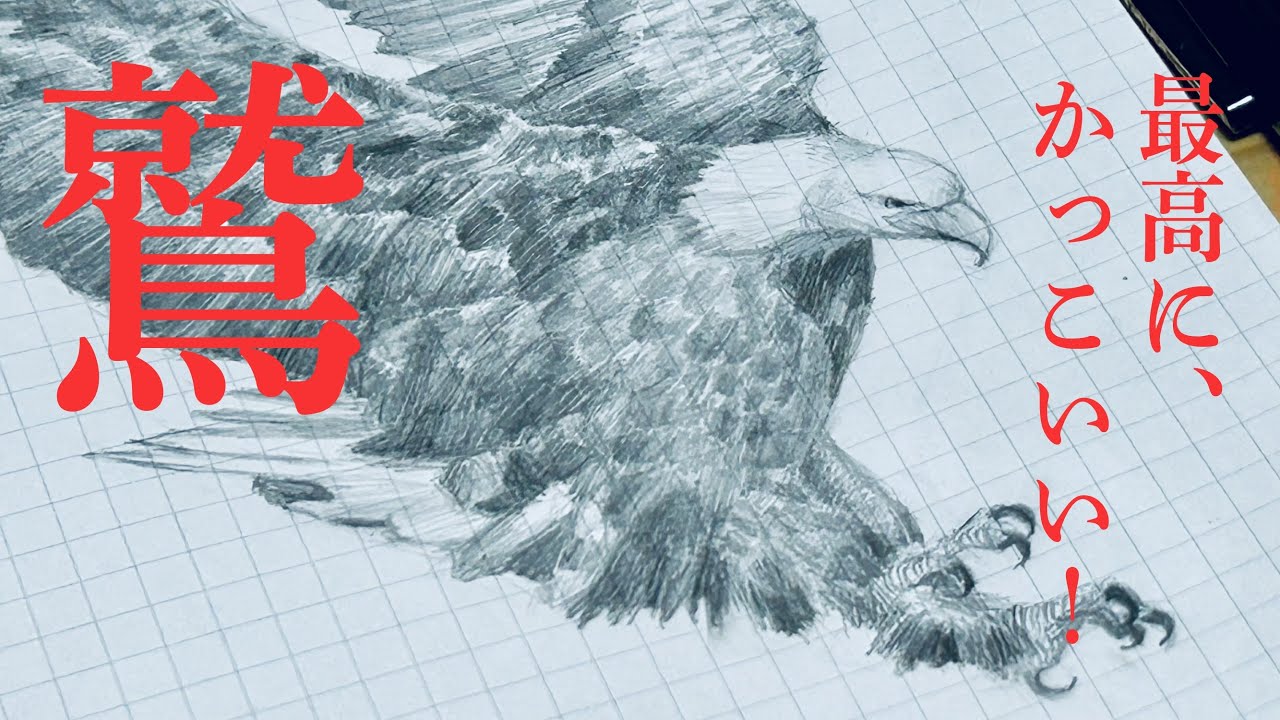 一点物 手描きアート 鷲 ペン画 リアル シャーペンで鷲を描いてみた。シャーペンで絵を描くメリットと
