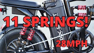 28mph* Folding Ebike with 11 Springs! DDC Sport M1 Unboxing, Assembly, Test Ride & Review $50 OFF