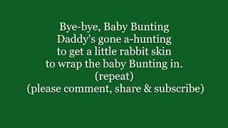 Bye Bye Baby Bunting Words Lyrics Text Trending Childrens Nursery Rhyme Sing Along Song Music