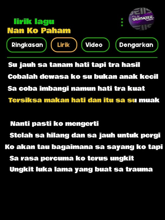 lirik lagu nan ko paham🎧🎶🎶