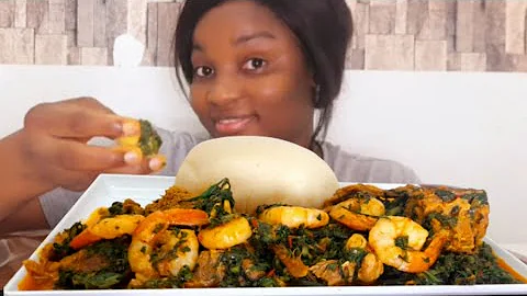 Asmr Mukbang Spinach soup & fufu. Nigeria food mukbang