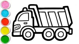Colorful Dump Truck Drawing for Kids Easy Truck Coloring Page Step by Step Fun Art