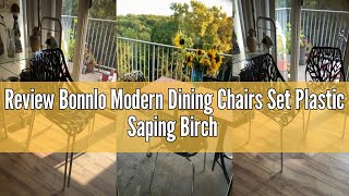 Review Bonnlo Modern Dining Chairs Set Plastic Saping Birch Chairs Stackable Chairs Set for Living R