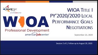 WIOA Local Title I Performance Goals Negotiations - Session 2