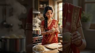 Beautiful Indian Girl Cooking 🍳❤️ | AI Cinematic Kitchen Scene #shorts