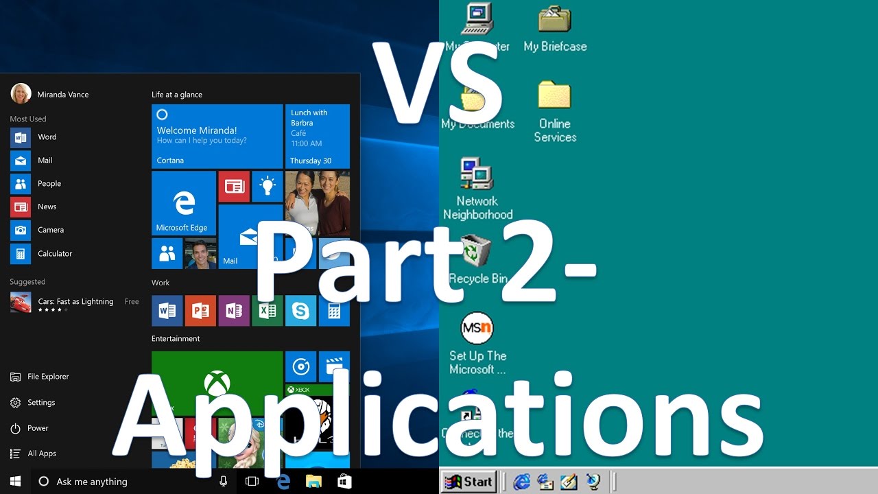 Comparing Windows 10 to Windows 98 - Part 2 - The Applications Included - YouTube