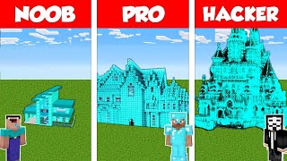 Minecraft DIAMOND BLOCK HOUSE BASE BUILD CHALLENGE - NOOB vs PRO vs HACKER - Animation