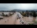 Este dron captó las graves inundaciones en San Fernando tras el desborde del río Tinguiririca