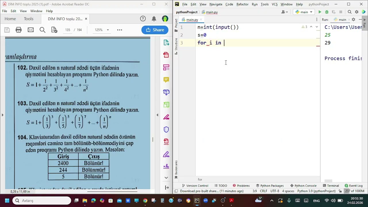 Dərs 3 test toplusu proqram qurma