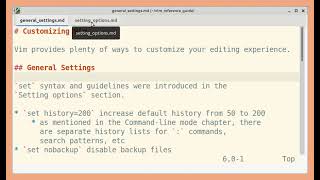 Customizing Vim: general settings