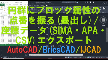 円群にブロック属性の点番を振る(墨出し)/座標データ(SIMA・APA・CSV)エクスポート AutoCAD/BricsCAD/IJCAD