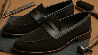 30 Minutes of Pure Craftsmanship | MAKING CLASSIC PEENY LOAFER #handmade #leathercraft #shoemaking