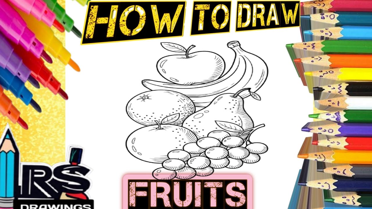 Let's draw  fruits🍍🍎🍓🍇drawing, painting &coloring for kids &toddlers|fruits drawing|rsdrawings