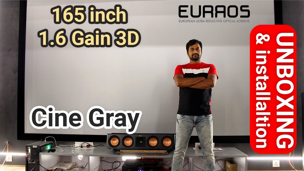 Eurros 165 inch 1.6 Gain ALR Screen Unboxing and Installation & Demo