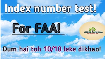 Index number Test for FAA!