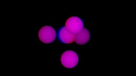 5-balls-anaglyph. Rotation in four-dimensional space. 4D. Fourth dimension. Hyperspace.