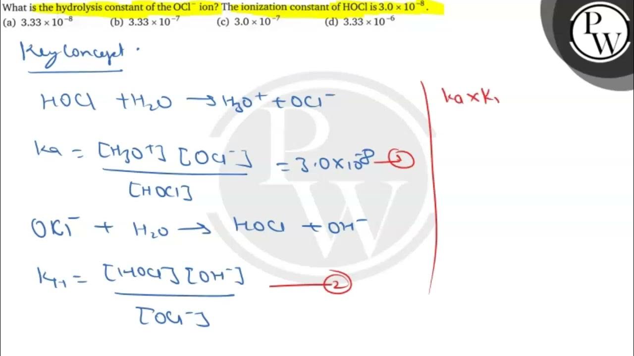 what-is-the-hydrolysis-constant-of-the-ocl-ion-the-ionization