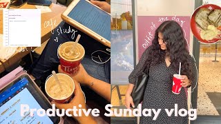 Productive Sunday vlog 👩🏻‍🎓 early morning study session, skincare, cafe date and weekly planning📖