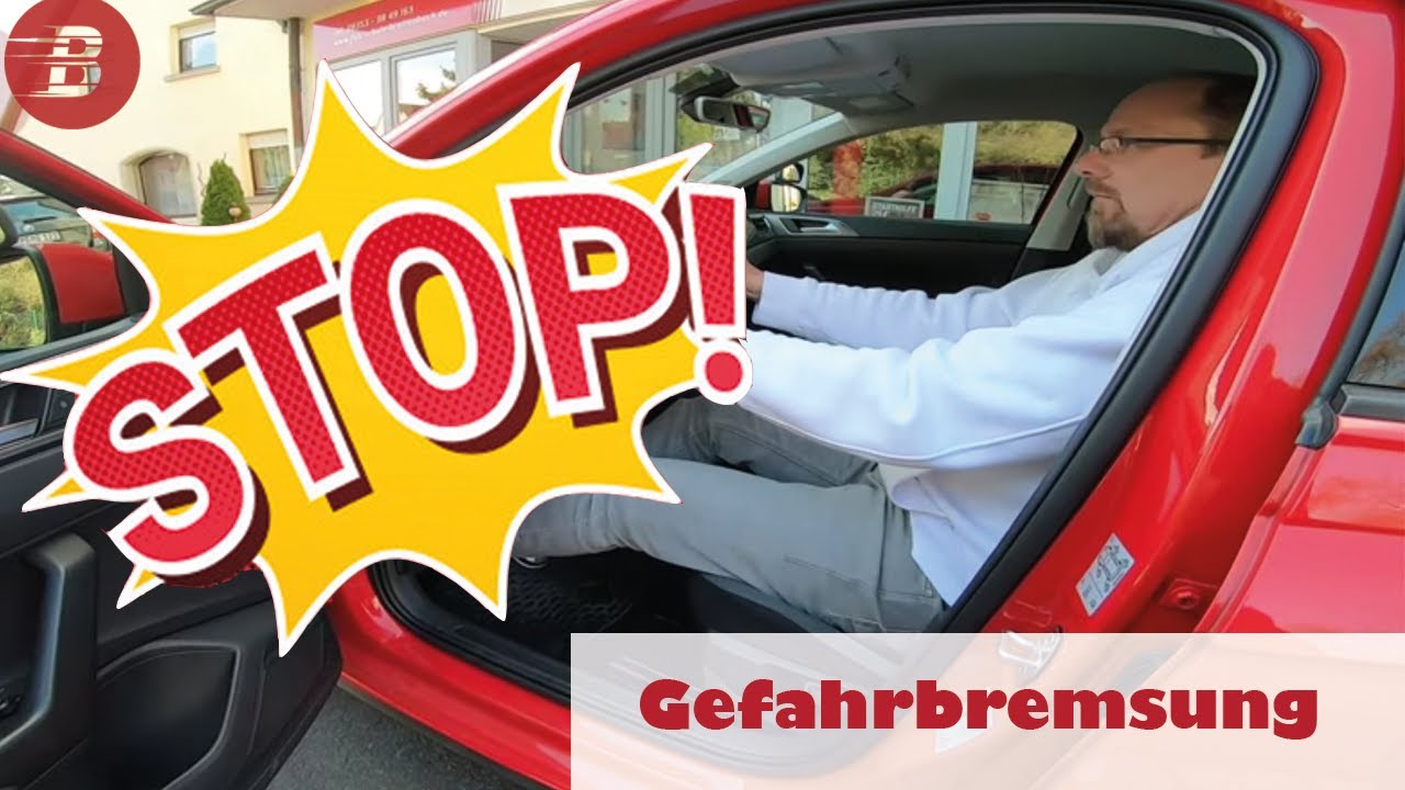 Sie Fahren 40 Km Bei Einer Gefahrbremsung Wie funktioniert die Prüfungsaufgabe Gefahrbremsung (Vollbremsung