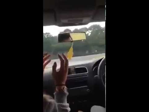 Boy racer gatecrashes Brands Hatch 2014 race in VW Polo  Girlfriend in front seat freaks out