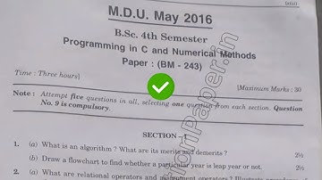2016 Mdu BSc 4th Sem Programming in C & Numerial Methods Question Paper