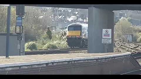 TFW class 67 and class 82 departing Llandudno Junction Station platform 3 for Bangor and Holyhead