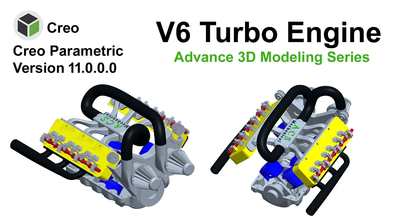 V6 Turbo Engine Advance Modeling In Creo 11.0 In Hindi/Urdu - YouTube