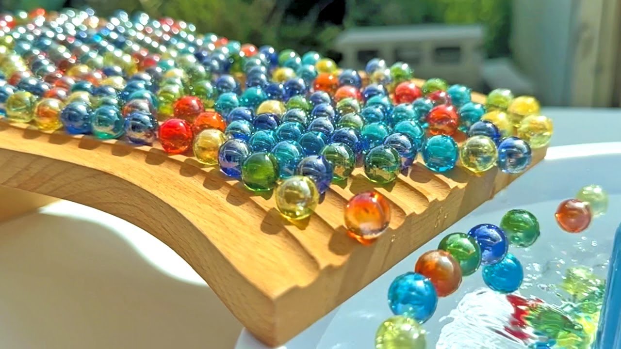 Marble Run Race ASMR ☆ Somen Slider x Rain Gutter x Giant Orange Funnel Spinning Marble Run