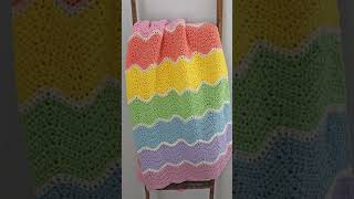 Rainbow Sherbet Wave Baby Blanket Crochet Pattern #crochet #crochetpattern #crocheting