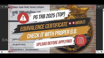 📢 PG TRB 2025 ⚠️ Equivalence Certificate ⚖️ Rules Explained  Don