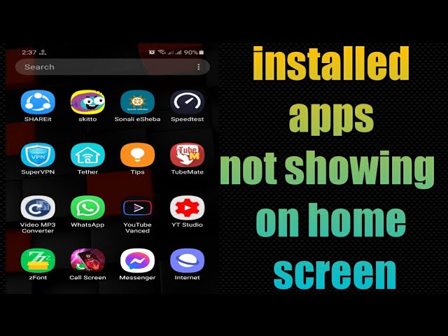 how to get an app to show on home screen