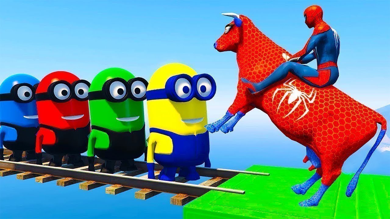 Long Slide Game With Elephant Gorilla Buffalo Hippopotamus Tiger - 3d Animal Game - Funny 3d Animals